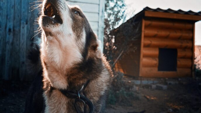 a dog on a chain