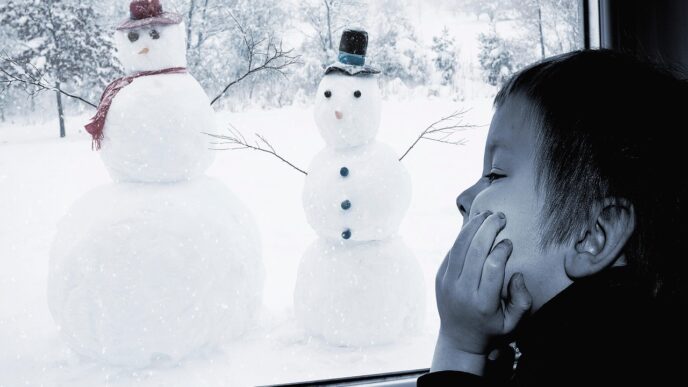 kids on the snow